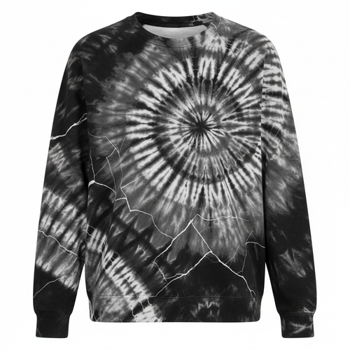 Black and white tie-dye sweatshirt design